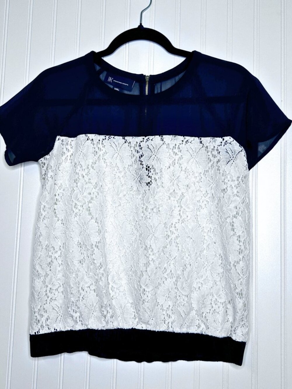 INC International Concepts Women's Floral Lace and Sheer Overlay Top Size Small